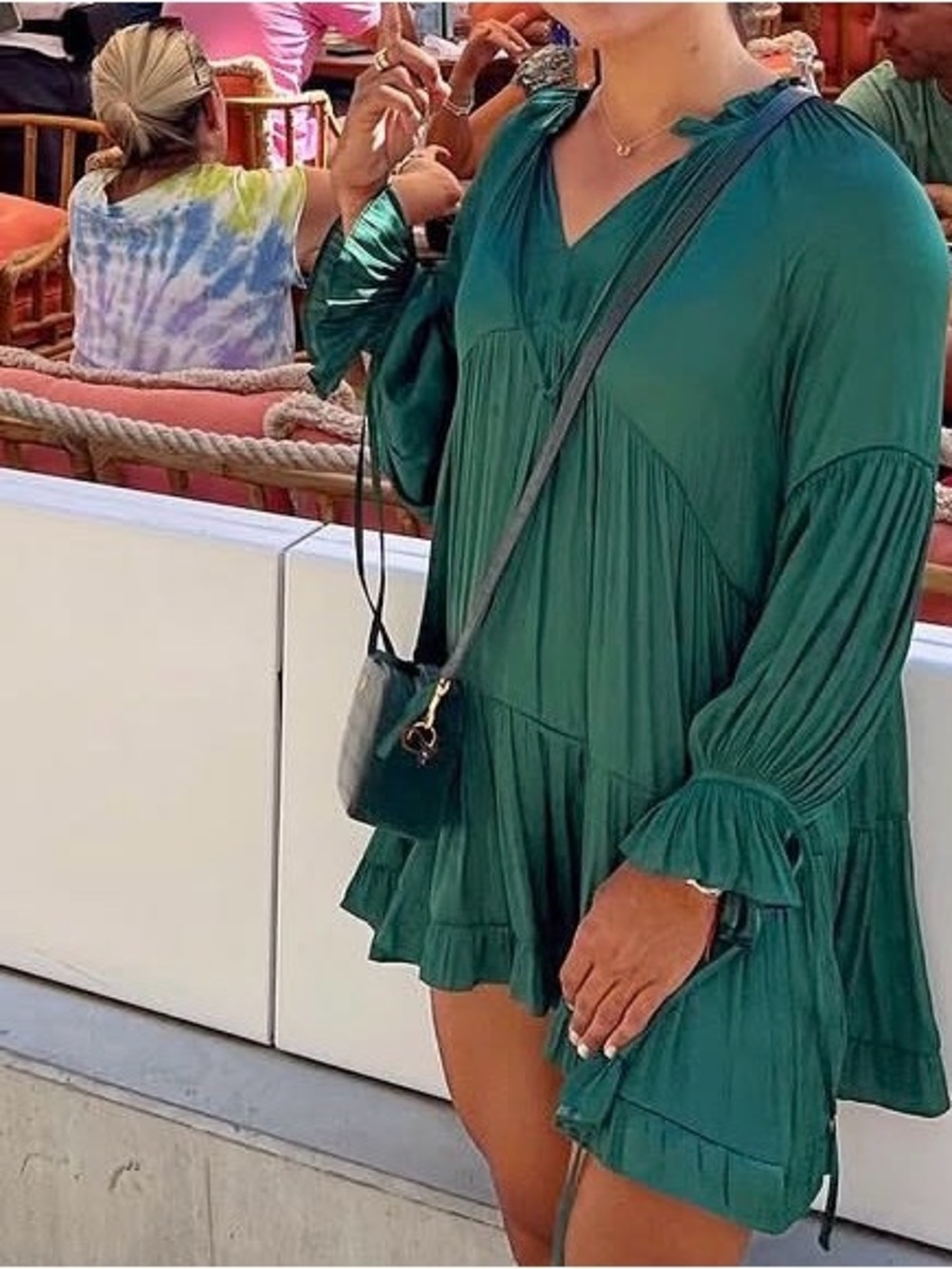 o.p.t Green Satin Midi Dress